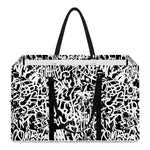 Black And White Graffiti Pattern Print Utility Tote Bag