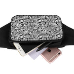 Black And White Graffiti Pattern Print Waist Bag