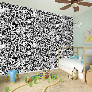 Black And White Graffiti Pattern Print Wall Sticker