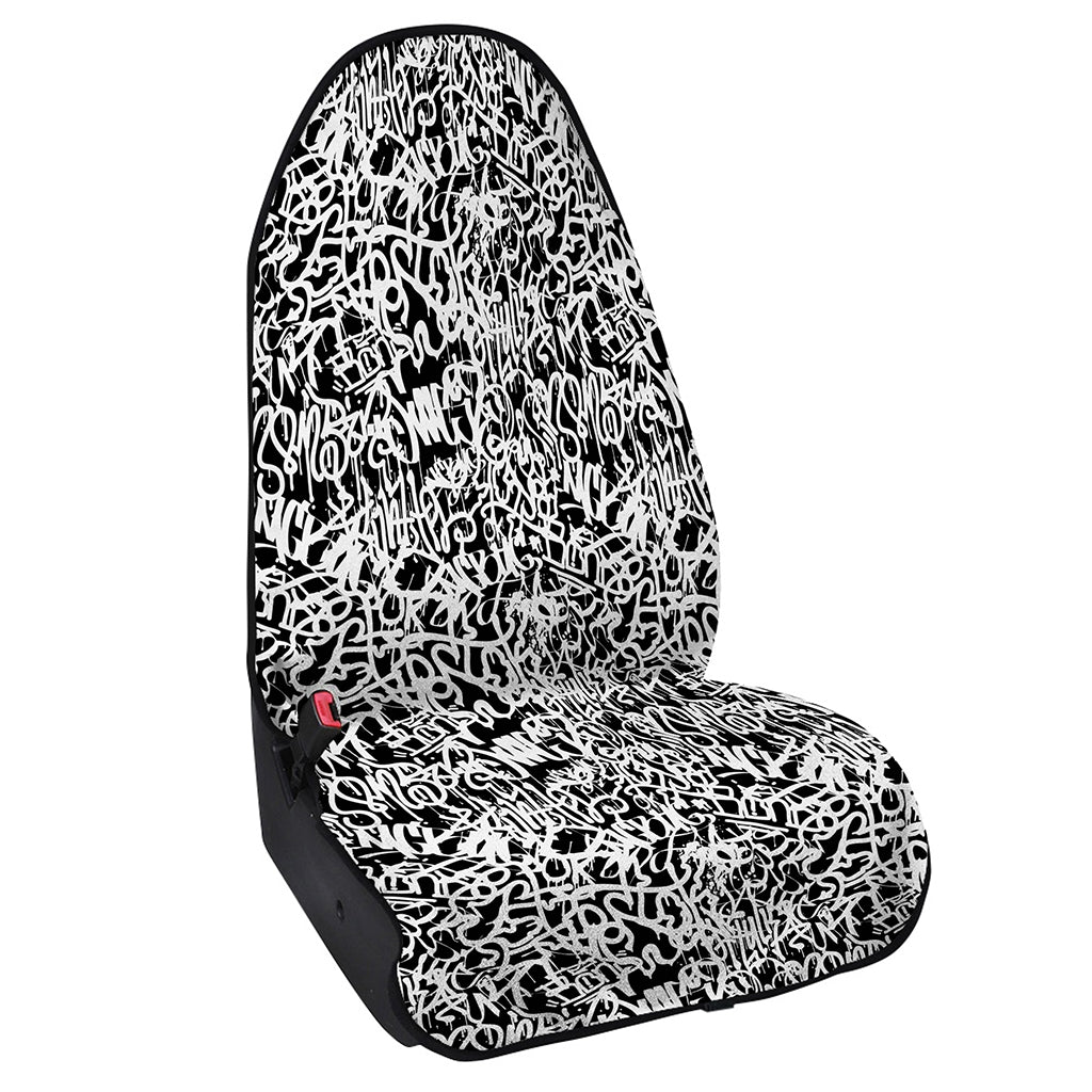 Black And White Graffiti Pattern Print Waterproof Car Seat Cover