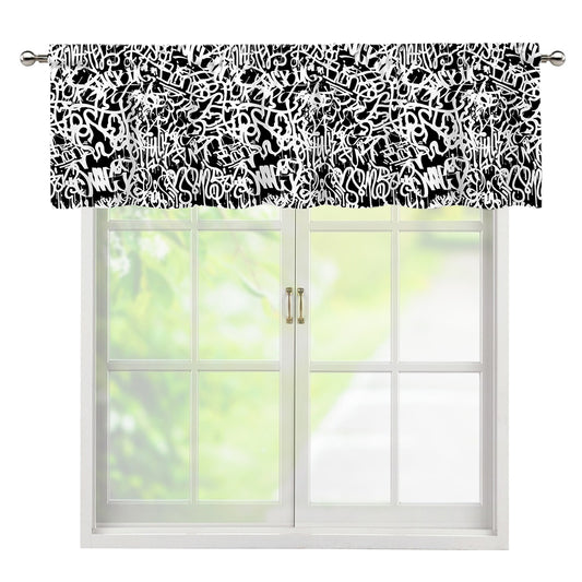 Black And White Graffiti Pattern Print Window Valance