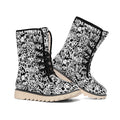 Black And White Graffiti Pattern Print Winter Boots