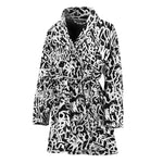 Black And White Graffiti Pattern Print Women's Bathrobe