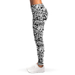 Black And White Graffiti Pattern Print Women's Leggings