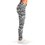 Black And White Graffiti Pattern Print Women's Leggings