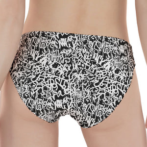 Black And White Graffiti Pattern Print Women's Panties