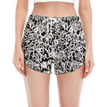 Black And White Graffiti Pattern Print Women's Split Running Shorts
