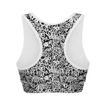 Black And White Graffiti Pattern Print Women's Sports Bra