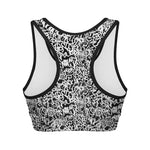 Black And White Graffiti Pattern Print Women's Sports Bra