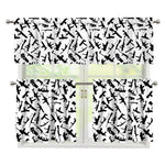 Black And White Guns Pattern Print 3 Piece Kitchen Curtains