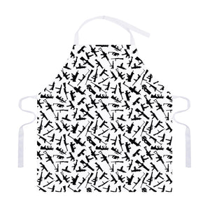 Black And White Guns Pattern Print Adjustable Apron