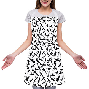 Black And White Guns Pattern Print Adjustable Apron