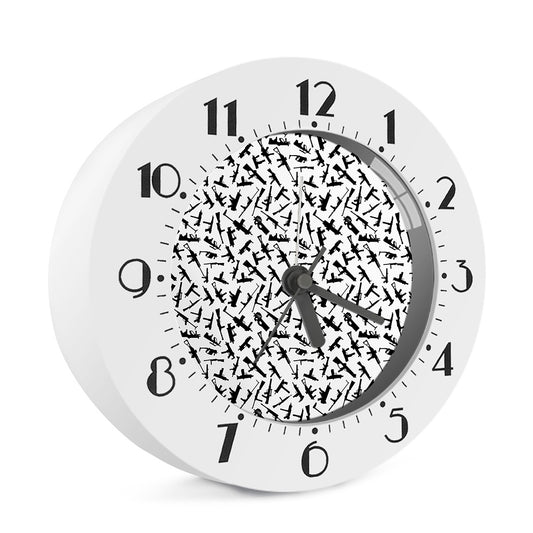 Black And White Guns Pattern Print Alarm Clock