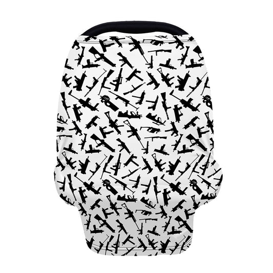 Black And White Guns Pattern Print Baby Seat Cover
