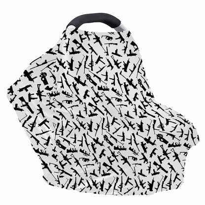 Black And White Guns Pattern Print Baby Seat Cover