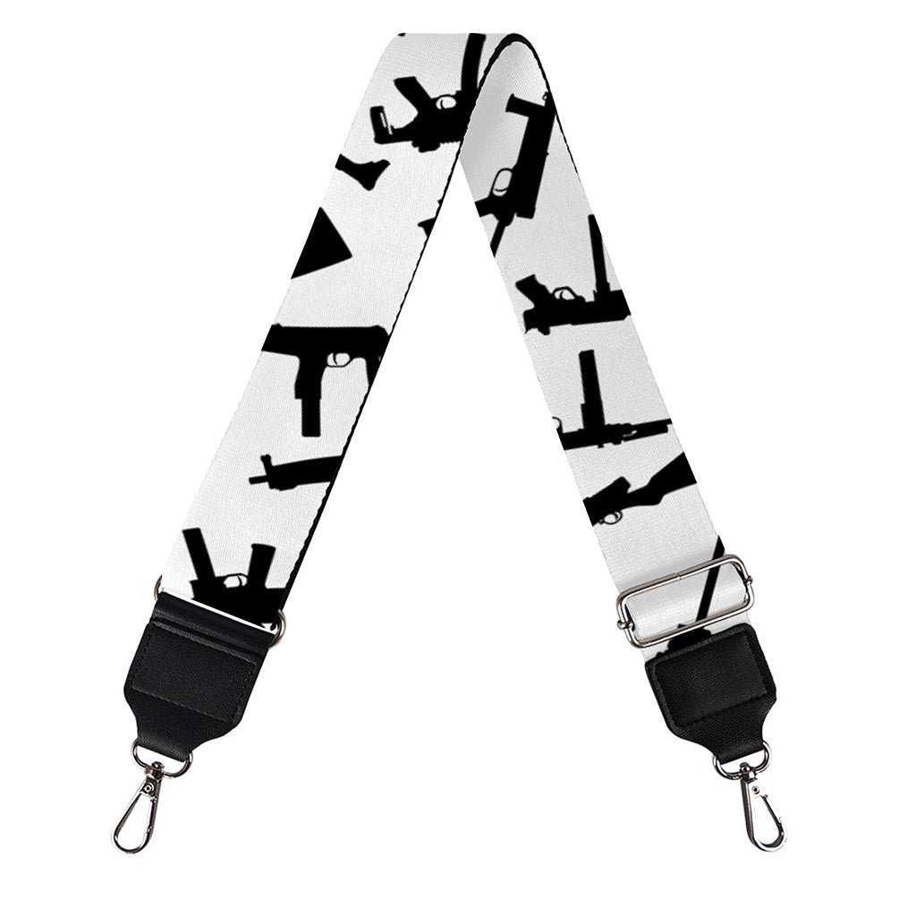 Black And White Guns Pattern Print Bag Strap