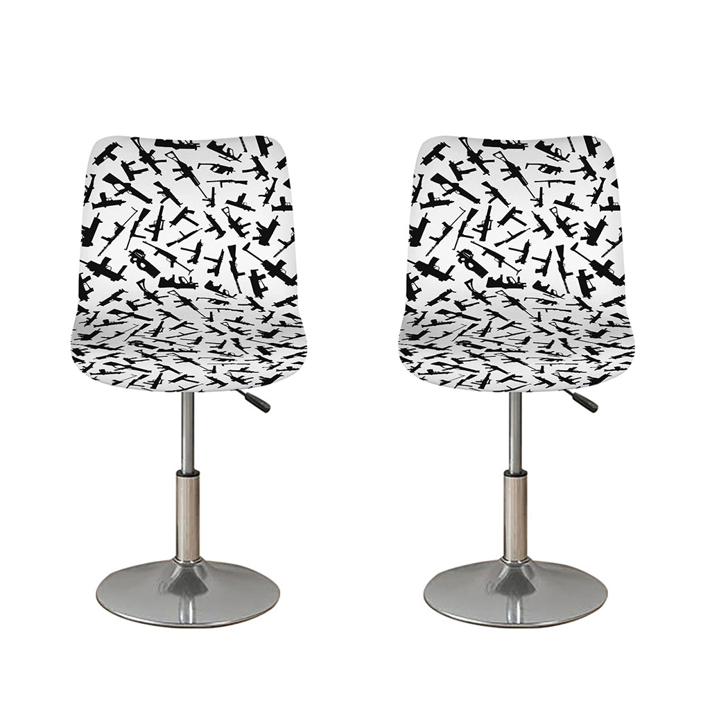 Black And White Guns Pattern Print Bar Stool Covers