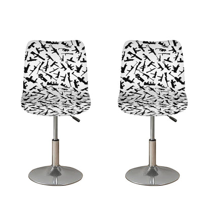 Black And White Guns Pattern Print Bar Stool Covers