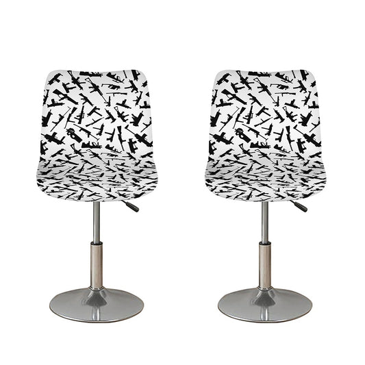 Black And White Guns Pattern Print Bar Stool Covers
