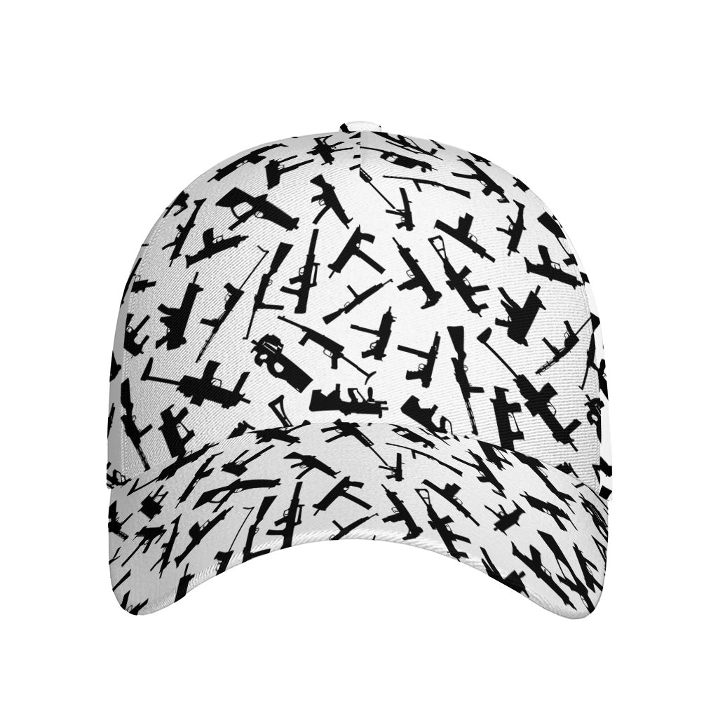 Black And White Guns Pattern Print Baseball Cap