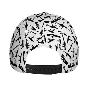 Black And White Guns Pattern Print Baseball Cap