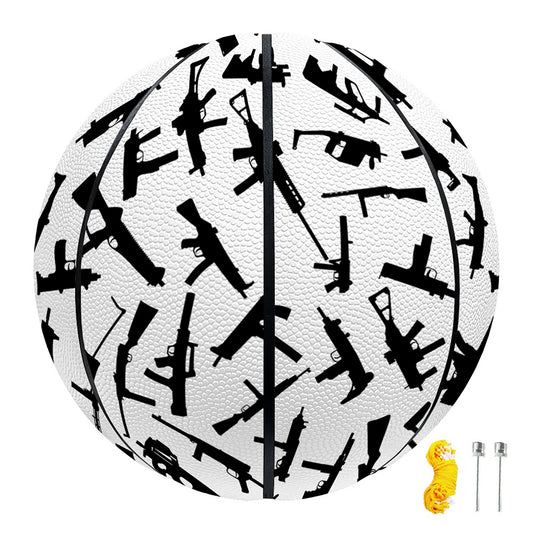 Black And White Guns Pattern Print Basketball