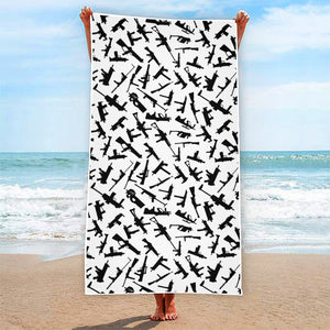 Black And White Guns Pattern Print Beach Towel