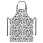 Black And White Guns Pattern Print Bib Apron With Pocket
