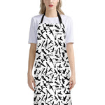 Black And White Guns Pattern Print Bib Apron With Pocket