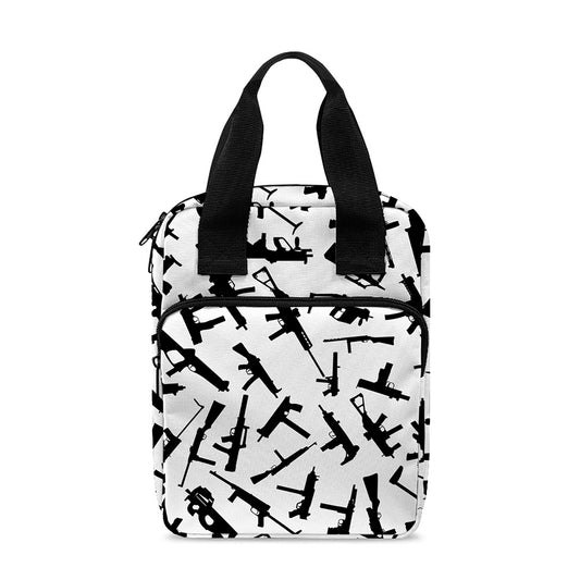 Black And White Guns Pattern Print Bible Tote Bag