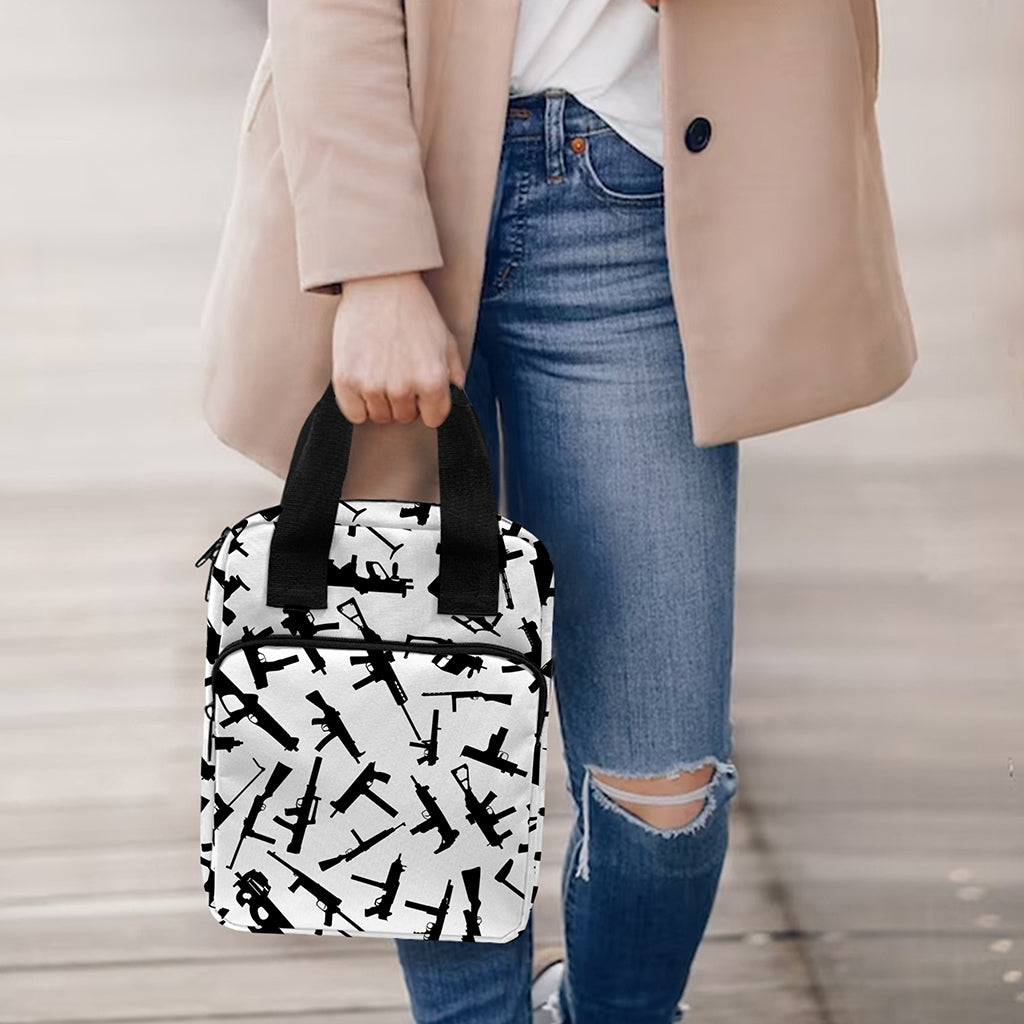Black And White Guns Pattern Print Bible Tote Bag