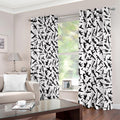Black And White Guns Pattern Print Dimout Grommet Curtains