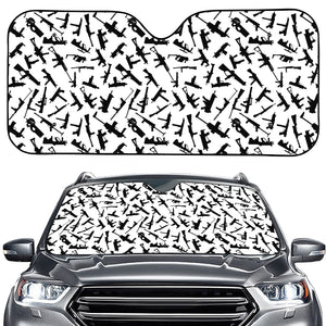 Black And White Guns Pattern Print Car Windshield Sun Shade