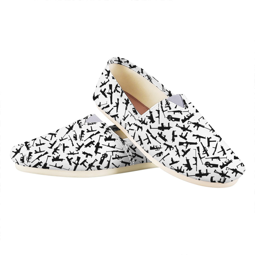 Black And White Guns Pattern Print Casual Shoes