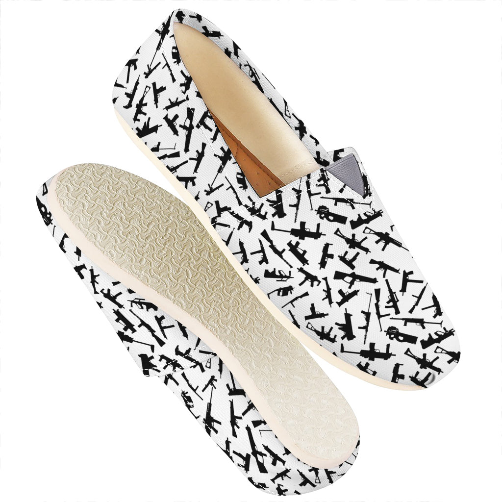 Black And White Guns Pattern Print Casual Shoes