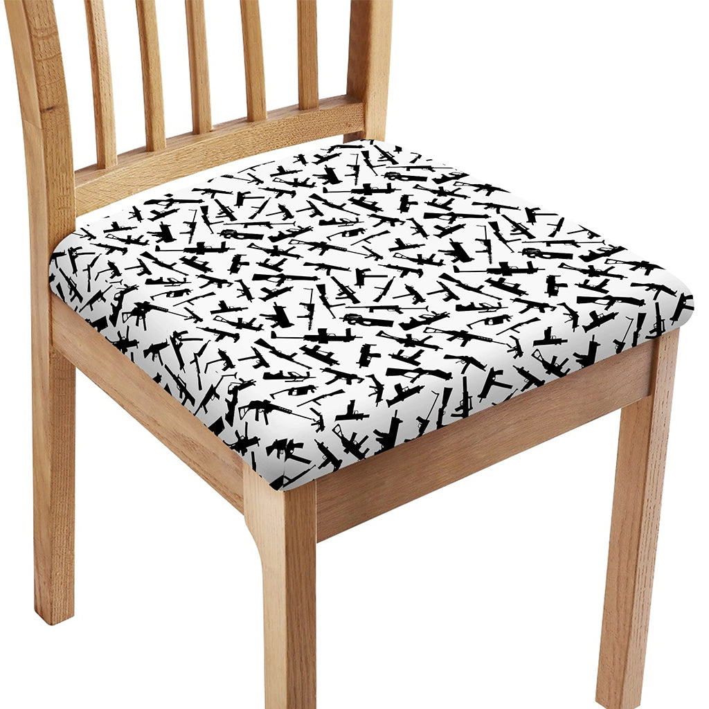 Black And White Guns Pattern Print Chair Cushion Cover