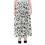 Black And White Guns Pattern Print Chiffon Maxi Skirt