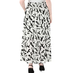 Black And White Guns Pattern Print Chiffon Maxi Skirt