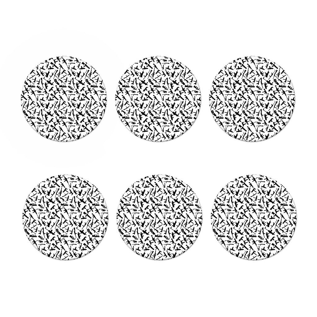 Black And White Guns Pattern Print Coaster Set