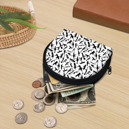 Black And White Guns Pattern Print Coin Purse