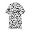 Black And White Guns Pattern Print Cotton Hawaiian Shirt