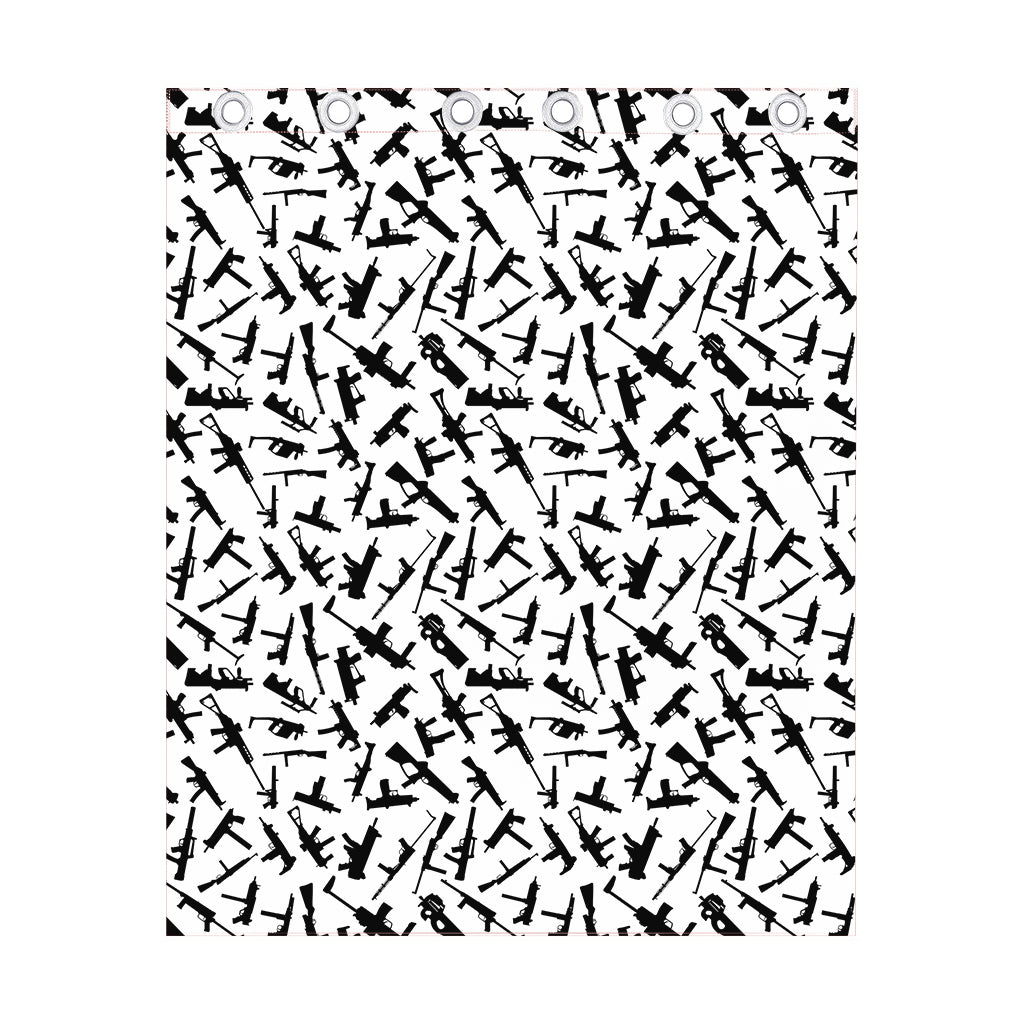 Black And White Guns Pattern Print Curtain