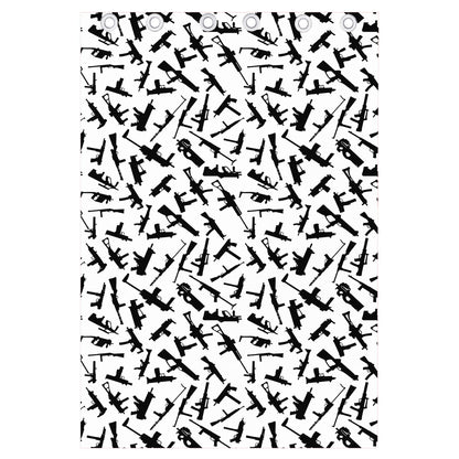 Black And White Guns Pattern Print Curtain