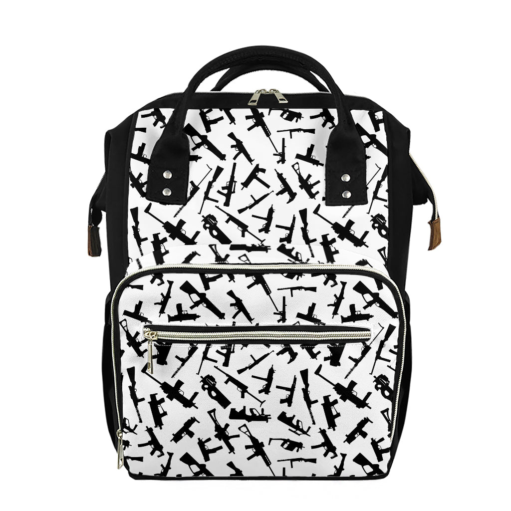 Black And White Guns Pattern Print Diaper Bag