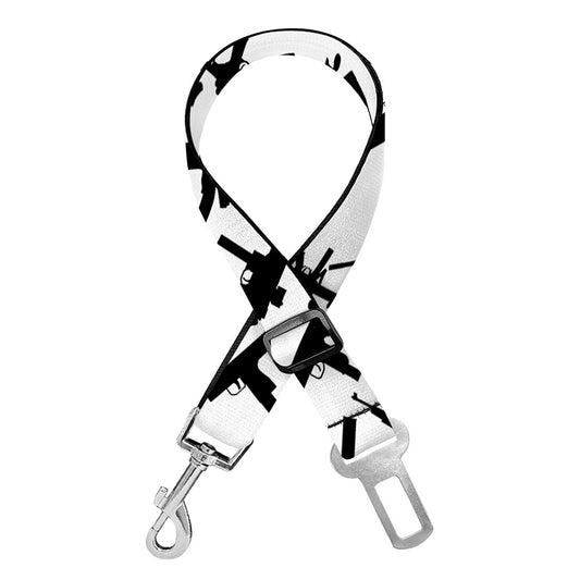 Black And White Guns Pattern Print Dog Seat Belt