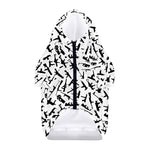 Black And White Guns Pattern Print Dog Zip Up Hoodie