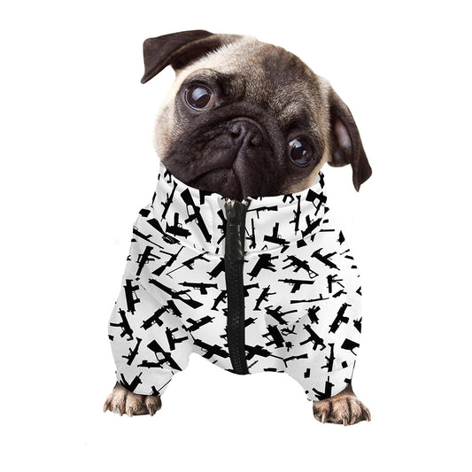 Black And White Guns Pattern Print Dog Zip Up Jacket