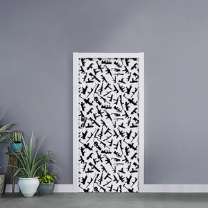 Black And White Guns Pattern Print Door Sticker