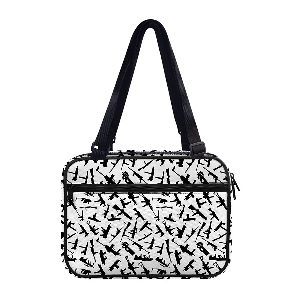 Black And White Guns Pattern Print Double Strap Bible Bag