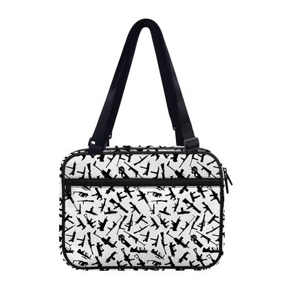 Black And White Guns Pattern Print Double Strap Bible Bag
